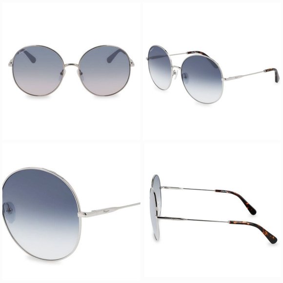 'SALVADOR FERRAGAMO' SMOKY-EYE LENSE ROUND FRAME SUNGLASSES & CASE SET - Picture 15 of 16